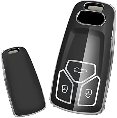 KUNIO Schlüsselhülle Passt für Audi A4L A4 B9 A6L S4 RS4 A5 F5 RS5 A6 A7 A8 D5 Q2 Q5 Q7 SQ5 SQ7 TT TTS RS5 Schutzhülle TPU Autoschlüssel Hülle Schlüsselcover 3 Tasten Schwarz