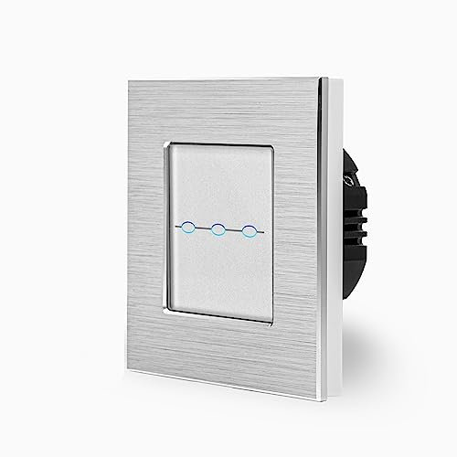 LUX - Interruptor de luz triple táctil con marco de aluminio de 3 vías, interruptor de pared para interruptor de lámpara, color blanco Luxus-Time