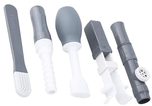 Kit de 5 piezas de ejercitador de mandíbula, herramienta de terapia sensorial oral, ejercitador de entrenamiento perceptor de boca, masajeador de lengua, extractor de entrenador de lengua, labios