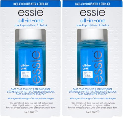 Essie - Base de Vernis, Fortifiant & Top Coat - Avec de l'Huile d'Argan - Finition Brillante & Transparente - All-in-One - Contenance : 13.5 ml