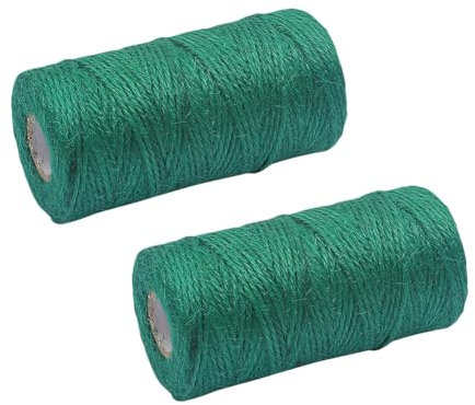Jute-Schnur, 200 m, 2 mm, Weihnachtsverpackungsschnur, Bastelschnur, Geschenkverpackung, dünne Hanfschnur, Gartenschnur für Kletterpflanzen, Grün