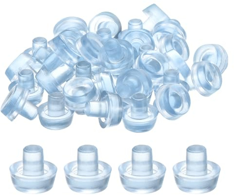 QUARKZMAN 56 Pcs Patins en Caoutchouc Transparents pour Plateau de Table en Verre avec Tige, 6mm/0.24 Pouce, Anti-Collision, Antidérapants (Convient pour Un Trou de 1/4 Pouce)