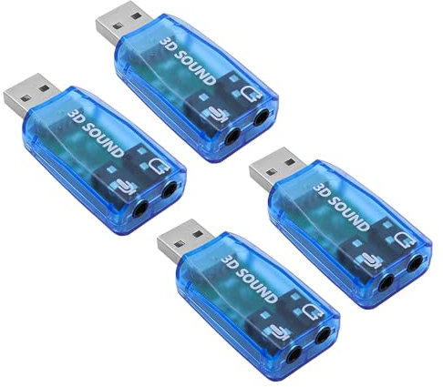 Hsthe Sea Lot de 4 adaptateurs Audio USB externes 5.1 Soundkarte pour connecter des Haut-parleurs ou des écouteurs
