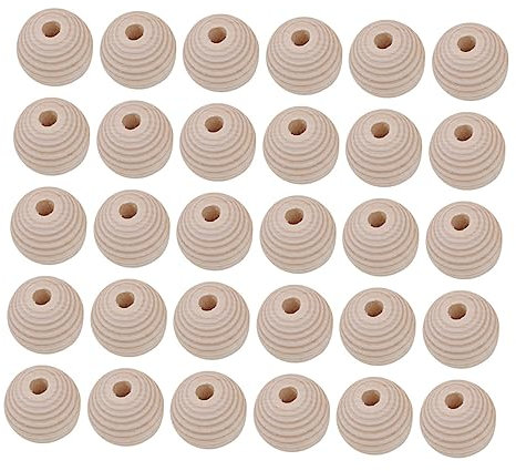 SEWACC 100stücke Natur Holzperlen Mit Loch Unfertige Holzperlen Für Handwerk Diy Bastelmaterial Zur Kleidung Verzierung Und Schmuckherstellung