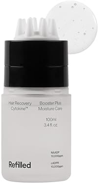REFILLED Booster Plus Moisture | Hair Growth Serum & Thickening Scalp Treatment with Built-in Massager for Men & Women | Hair Loss & Thinning | Fuller & Baby Hair Regrowth | Fast-Absorbing with Biotin