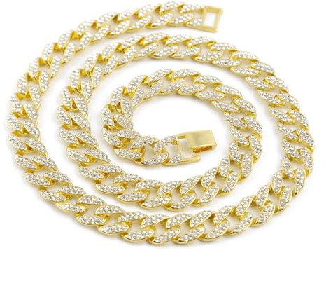 Calefee Halskette Iced Out 61 cm, Panzerkette Mann 15mm Breit Hip Hop Ketten Männer Ohne Anhänger Modeschmuck