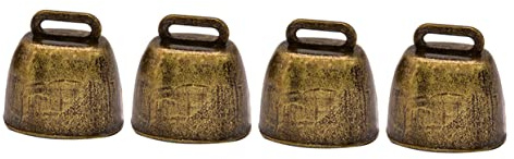 Amosfun Kuhglocke 4 Stück aus Eisen mit Klarem Klang und Tragbarem Design Elegante und Luxuriöse Anhänger für Bauernhof zum Aufhängen an Kuh, Schaf oder Pferd