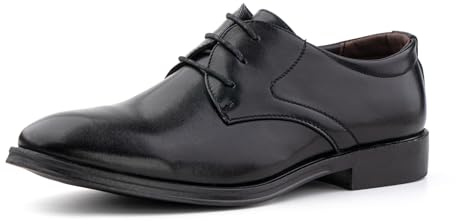 Hitmars Anzugschuhe Herren Schnürhalbschuhe Business Schuhe Klassischer Derby Oxford Lederschuhe Hochzeit Schuhe A Schwarz EU46