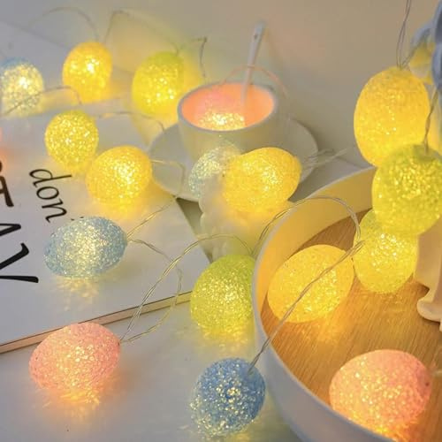 Lichterkette Ostern,3M Osterlichter mit 20 Lichter 8 Funktionen, batteriebetriebene LED Lichterkette für Eierdekorationfür die Osterdekoration im Innen und Außenbereich (1.7 Meter 10 Lichter)