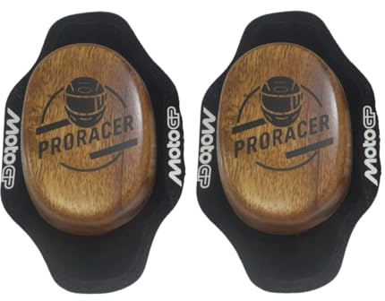 PRORACER Knieschieber Motorrad Knieprotektoren Knieschleifer für Ledercombi (Holz)