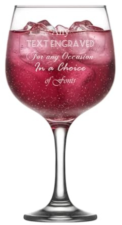 ukgiftstoreonline Personalised Bespoke Gin and Tonic Balloon Cocktail Glass Any Engraved Text Any Occasion
