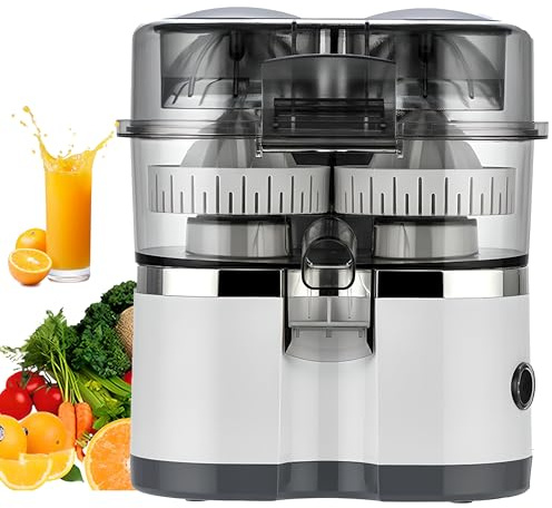 Exprimidor de cítricos eléctricos, doble cabeza para naranjas y limones, motor tranquilo de alta velocidad, fácil de limpiar ideal para cocina casera, restaurante, bar y cafetería white