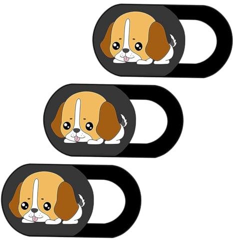 IMIKEYA Copertura scorrevole per webcam, 3 pezzi, design di cane animale domestico in plastica ABS ultra sottile per laptop e tablet protezione elettronica della privacy