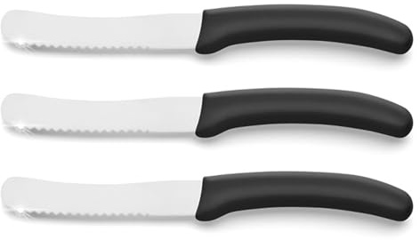 Kuppels Frühstücksmesser-Set 3-tlg., Wellenschliff, Solingen, Schwarz | Solingen-Qualität, rutschfester Kunststoffgriff, Tomatenmesser, Brötchenmesser und praktisches Obstmesser