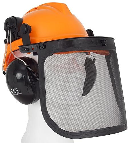 Forsthelm Forstschutzhelm mit Visier und Gehörschutz Schutzhelm Größe verstellbar 50-66 cm Sicherheitshelm Sägehelm mit Netzvisier