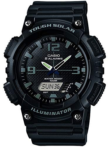 Casio Gents 46.00mm Solar Watch with Black Analogue - Digital dial and Black Rubber Strap Strap AQ-S810W-1A2VEF