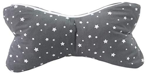 Lesekissen/Leseknochen/Knochenkissen 35x18 cm + Oeko-TEX ® Standard 100 (BW Sterne klein grau, mit Inlett)