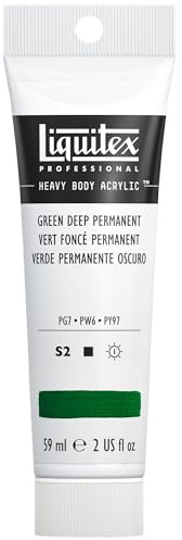 Liquitex 1045350 Professional Heavy Body Acrylfarbe in Künstlerqualität mit ausgezeichneter Lichtechtheit in buttriger Konsistenz, 59ml Tube - Dunkelgrün permanent