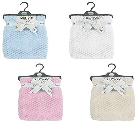 Style Mixx Baby-Bettdecke für Kinderbett, extrem weich, Design: Blasen- oder Waffelmuster / Weiß / cremefarben, für Mädchen / Jungen