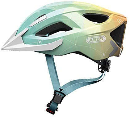 ABUS Stadthelm Aduro 2.0 - Allround-Fahrradhelm mit Licht - in sportivem Design für den Stadtverkehr - für Damen und Herren - Hellblau/Orange, Größe L
