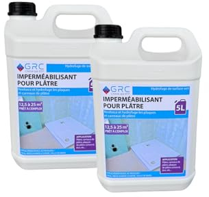 GRC – Imperméabilisant Hydrofuge pour Plâtre 5L – Protection Durable contre l’Humidité – Renforce et Étanchéifie les Supports Poreux – Usage Intérieur