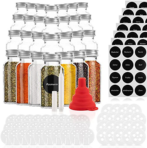 28 Pot epices pour une conservation facile des épices - Pot a epices grâce à une très grande contenance de 170ml, idéal pour les recharges - 42 saupoudreuses en 2 formes pour un dosage facile