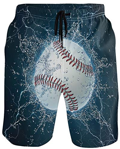 visesunny Men's Beach Short Swim Trunks 3D Baseball On Water Sports Running Bathing Suits