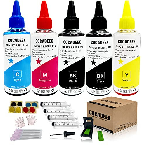 COCADEEX 500 ml Tintennachfüllset, kompatibel mit HP Tintenpatronen 307XL 305XL 304XL 303XL 302XL 301XL 307 305 304 303 302 301