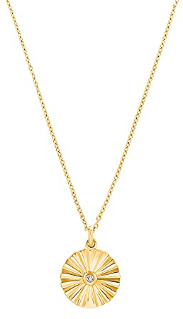 s.Oliver Halskette 925 Sterling Silber Damen Halsschmuck, mit Zirkonia synth., 42+3 cm, Gold, Münze, Kommt in Schmuck Geschenk Box, 2031400