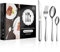 vancasso - Juego de 48 cubiertos para 12 personas, cubiertos de mesa de acero inoxidable, cuchillo, tenedor, 2 cucharas para la familia, restaurante, pulido espejo, punta redonda, plata