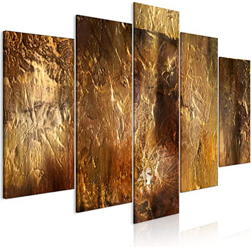 murando Acoustic Canvas Wall Art Abstract picture with acoustic foam sound absorption print image Artwork 5 pcs room acoustics soundproofing gold brown