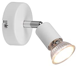 Piccolo faretto da parete in metallo bianco, orientabile, altezza 11 cm