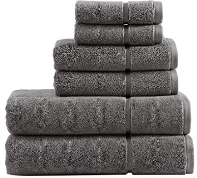 Vera Wang – badhanddukar set, lyx bomull badset plysch och superabsorberande (modern Lux Grey, 6 delar)