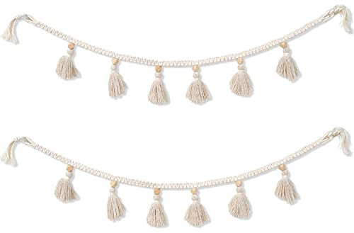 Dtoterul Glands Guirlande Bannière 2 Pièce tapisseries murales Macramé Guirlandes de Pompons Macramé Tissé Tenture Décoration Murale pour Maison pour Appartement Chambre Salon Galerie