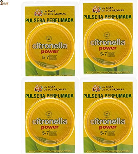 BricoLoco.com Pulsera citronela antimosquitos Adultos y niños. ¡¡Pack 4 uds.!! Repelente Anti Mosquitos con aceites Esenciales. Eficacia hasta 7 días. Interior o Exterior. Diámetro 63 mm. (4)