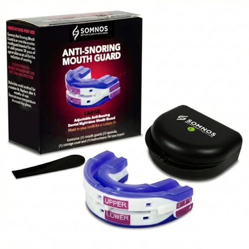 Somnos Anti Snore Mouthguard - Adjustable Sleep Mouth Guard for Snoring - Lightweight, Comfortable, and Effective for Reducing Snoring - Better Sleep Starts Here™ - Large Size …