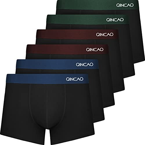 QINCAO Calzoncillos Hombre Boxer Paquete de 6, Suave y Ajuste Cómodo