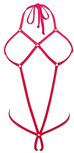 SHERRYLO Sling Bikini Extreme Micro Bikinis G-String Tanga Mini Exotic Tanning Badeanzug, Rot/Ausflug, einfarbig (Getaway Solids), Einheitsgröße