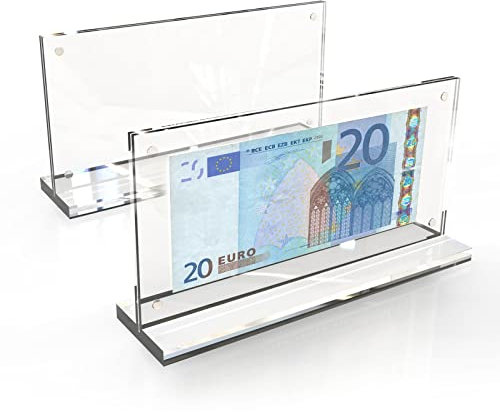 Cuyacili 2 pièces Cadre photo en acrylique transparent Présentoir de billets de banque Protection des billet de banque Protecteur de collection de papier 10x20 cm