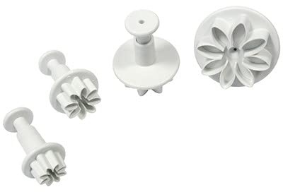 Kit 4 TAGLIAPASTA ad espulsione a forma di fiore MARGHERITA - formine stampi Taglia Biscotti per Creare Fantastici Dolci e decori Torte - Ideale per Decorazioni in Pasta di Zucchero