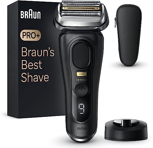 Braun Series 9 Pro+ Rasierer Herren Elektrisch, Elektrorasierer mit 5 Pro Rasierelementen, Langhaarschneider ProTrimmer, Ladestation, 60 Min Laufzeit, Wet & Dry, Made in Germany, 9510s, schwarz