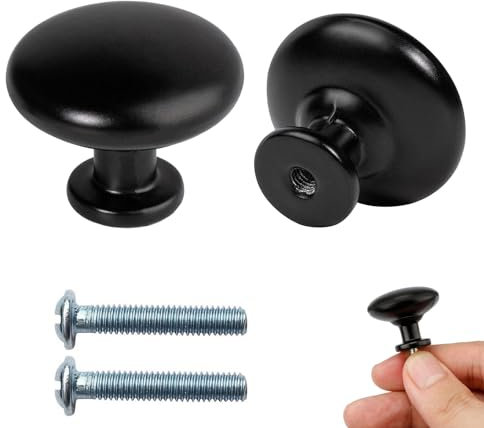 ZFKXGS 2PZ Pomos y Tiradores Negro Mate Pomo para Armario Redondo Tiradore Cocina Cajones Decorativos Pomo Puerta Tiradores de Muebles Perillas para Cajón Muebles Armarios de Cocina Puertas