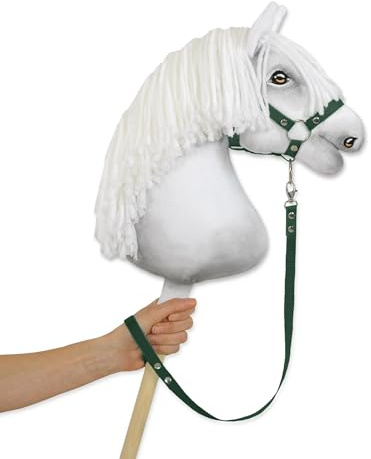 Eine Halteleine für EIN Steckenpferd aus Klebeband. Set ohne Pferd. Flaschengrun. Hobby Horse.