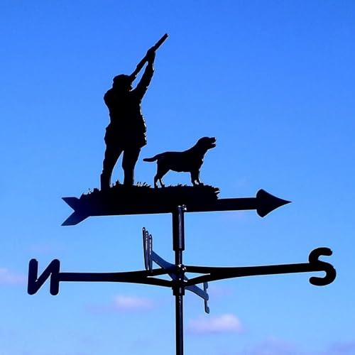 Paleta de viento de metal para exteriores, para jardín, herramienta de medición, decoración de patio, veleta meteorológica, indicador de dirección del viento, decoración de graneros de techo, cazador