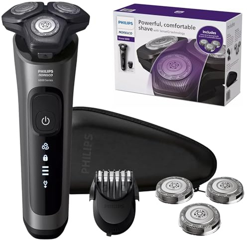 Philips Afeitadoras eléctricas para hombres, afeitadora eléctrica recargable en húmedo/seco con tecnología SenseIQ, maquinillas de afeitar eléctricas inalámbricas para hombres con recortadora