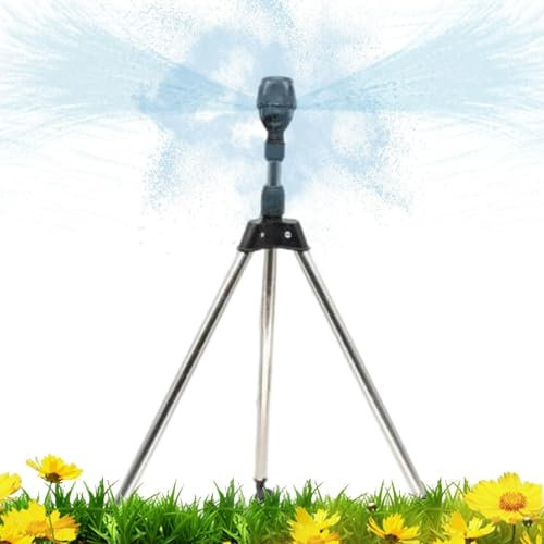 Trípode aspersor de jardín, aspersor de césped con trípode, aspersor de impulso con trípode, aspersor de césped de jardín de 360 grados, aspersor de césped con trípode giratorio