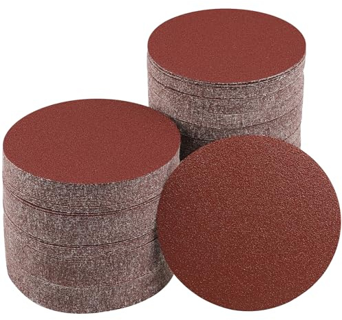 Sruhrak 100 Stück Schleifpapier 125mm Klett Schleifscheiben 80 Körnung | Schleifpads 125mm Klett Ohne Loch, Rund für Exzenterschleifer und Flex, für Holz, Auto und Lack