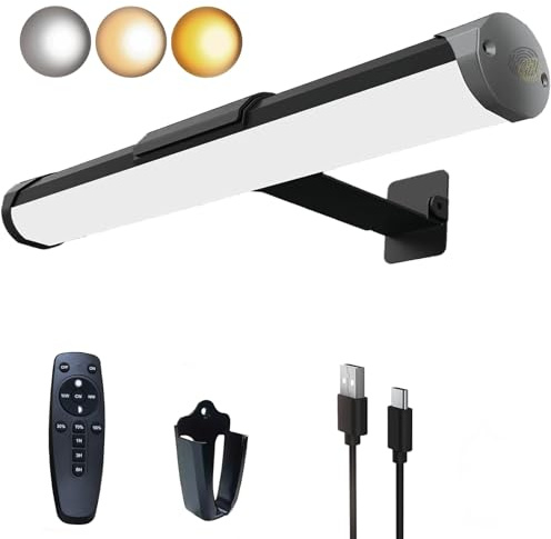 MIOBLUE luces de imagen negras, funciona con pilas, 13.78 pulgadas, luz artificial inalámbrica para pinturas, regulable, 4400 mAh, batería de carga, pantalla con mando a distancia, para pared
