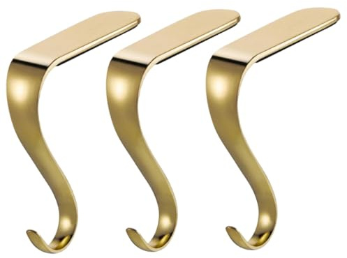 BUGUUYO 3st Anschließen Goldene Girlande Strumpfhaken Für Golddekor Weihnachtlicher Kaminaufhänger Tischkamin Kaminsims Kleiderbügel Haken Weihnachtsgeschenk Haken Kaminhaken Zinklegierung