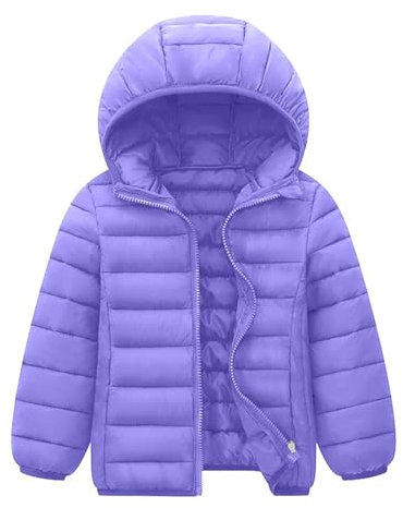 Giacca trapuntata con cappuccio per bambini Ragazzi Ragazzi Ragazze Piumino in cotone Giacca invernale leggera Giacca in cotone tinta unita calda protezione antivento Giacca invernale con cappuccio